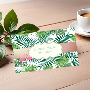 Tarjeta De Visita Moderno Elegante, Hojas de Palma Tropicales, Flame