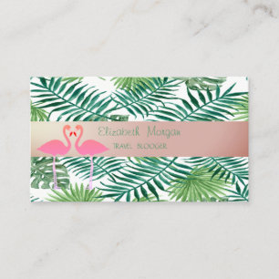 Tarjeta De Visita Moderno Elegante, Hojas de Palma Tropicales, Flame