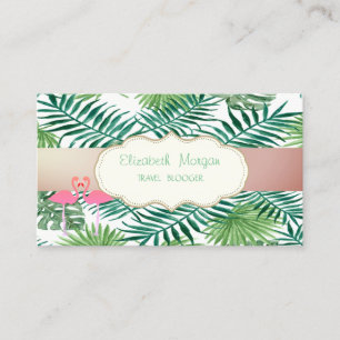 Tarjeta De Visita Moderno Elegante, Hojas de Palma Tropicales, Flame
