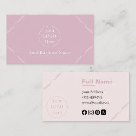 Tarjeta De Visita Moderno Elegante hojas Rosa Rubor