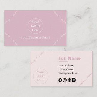 Tarjeta De Visita Moderno Elegante hojas Rosa Rubor