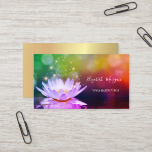 Tarjeta De Visita Moderno Elegante Instructor de Yoga de Loto Violet