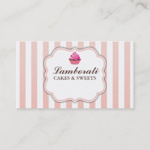 Tarjeta De Visita Moderno elegante lindo del rosa de la panadería de