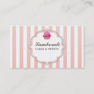 Tarjeta De Visita Moderno elegante lindo del rosa de la panadería de