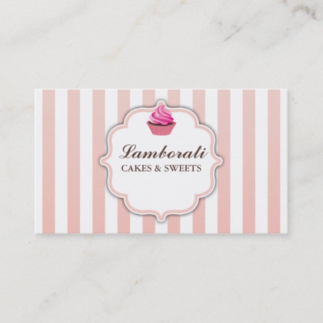 Tarjeta De Visita Moderno elegante lindo del rosa de la panadería de (Anverso)