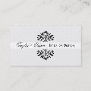 Tarjeta De Visita Moderno  Elegante logotipo ornamental blanco negro