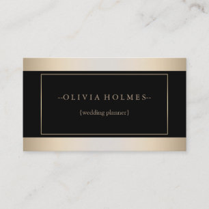 Tarjeta De Visita Moderno Elegante Metal Profesional con Hoja de Oro