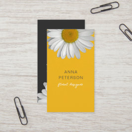 Tarjeta De Visita Moderno Elegante Minimal Daisy Flower Amarillo Neg