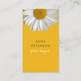 Tarjeta De Visita Moderno Elegante Minimal Daisy Flower Amarillo Neg