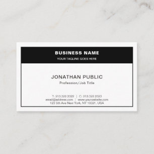 Tarjeta De Visita Moderno Elegante Negro Blanco Sencillo Chic Sencil
