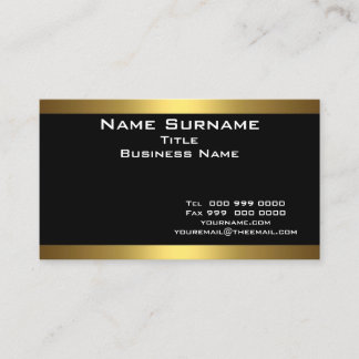 Tarjeta De Visita Moderno Elegante Negro y Dorado