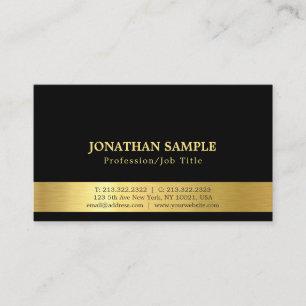 Tarjeta De Visita Moderno Elegante Negro Y Dorado Lujo Sencillo