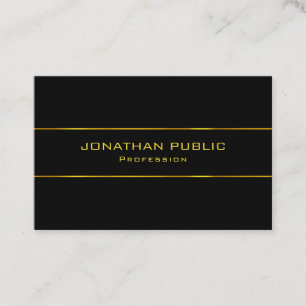 Tarjeta De Visita Moderno Elegante Nombre Dorado Plantilla Negra Exc