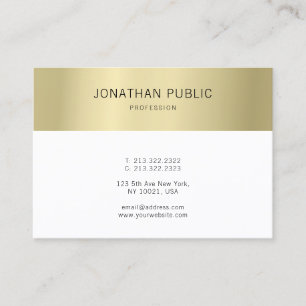 Tarjeta De Visita Moderno Elegante Oro Blanco Simple Profesional