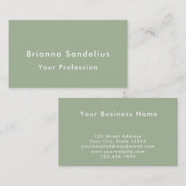 Tarjeta De Visita Moderno elegante personalizado verde salvia profes