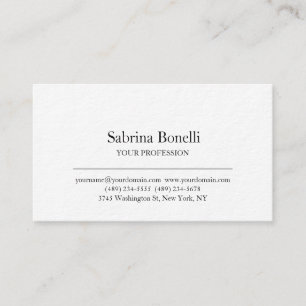 Tarjeta De Visita Moderno Elegante Plano Simple Blanco Premium Grues