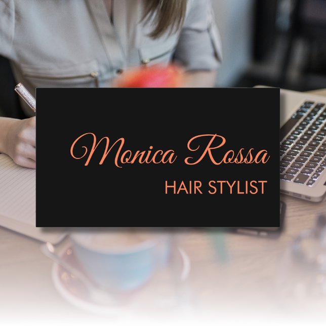 Tarjeta De Visita Moderno Elegante Profesional Simple Coral Negro (Subido por el creador)