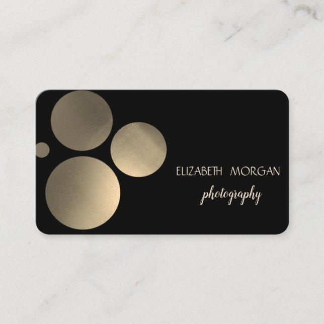 Tarjeta De Visita Moderno Elegante, Puntos, Negro (Anverso)