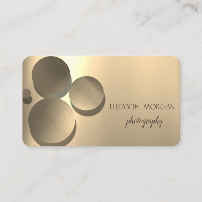 Tarjeta De Visita Moderno Elegante, Puntos, Oro (Anverso)