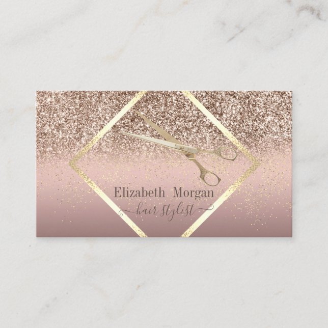 Tarjeta De Visita Moderno Elegante, Purpurina De Oro Confetti, Tijer (Anverso)