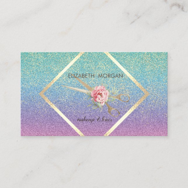 Tarjeta De Visita Moderno Elegante, Purpurina, Marco, Confetti, Tije (Anverso)