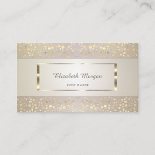 Tarjeta De Visita Moderno Elegante, Rayado, Confeti Dorado, Marco Do