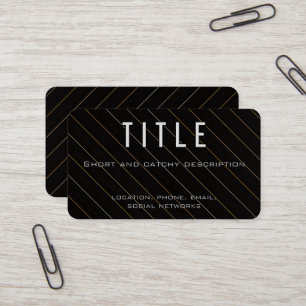 Tarjeta De Visita Moderno Elegante Rayado de Negro y Dorado
