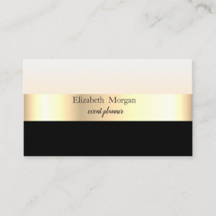 Tarjeta De Visita Moderno Elegante Rayado Estiloso Negro, Dorado