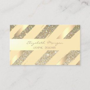 Tarjeta De Visita Moderno Elegante, Rayas, Dorado Falso, Brillante
