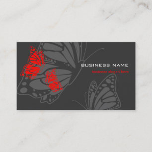 Tarjeta De Visita Moderno elegante rojo y oscuro de la mariposa