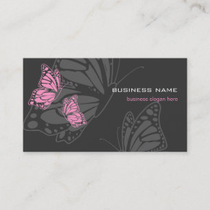 Tarjeta De Visita Moderno elegante rosado y oscuro de la mariposa