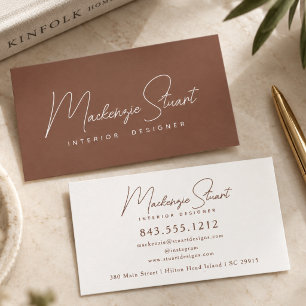 Tarjeta De Visita Moderno Elegante Script Mínimo Terracota