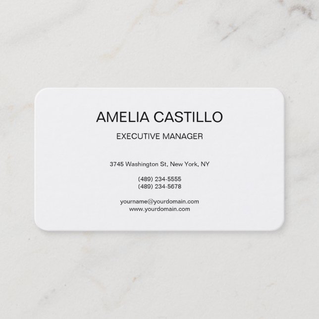 Tarjeta De Visita Moderno, elegante, sencillo, blanco negro (Anverso)