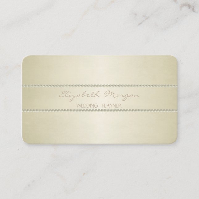 Tarjeta De Visita Moderno Elegante Sencillo con Estilo, Perlas (Anverso)