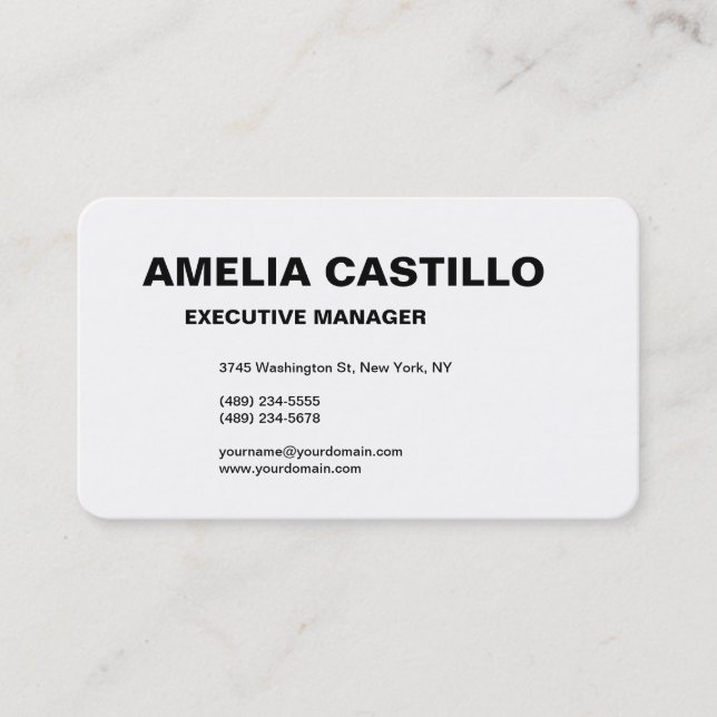 Tarjeta De Visita Moderno, elegante, sencillo, negro negrita (Anverso)