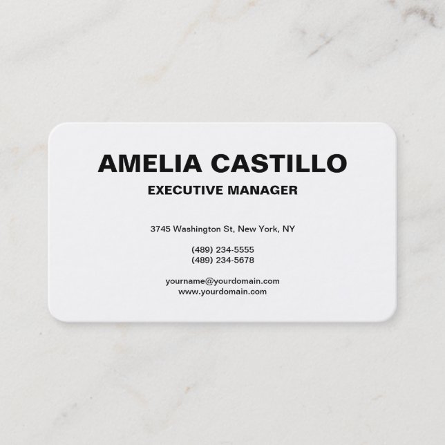 Tarjeta De Visita Moderno, elegante, sencillo, negro negrita (Anverso)