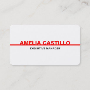 Tarjeta De Visita Moderno, elegante, sencillo, rojo negrita
