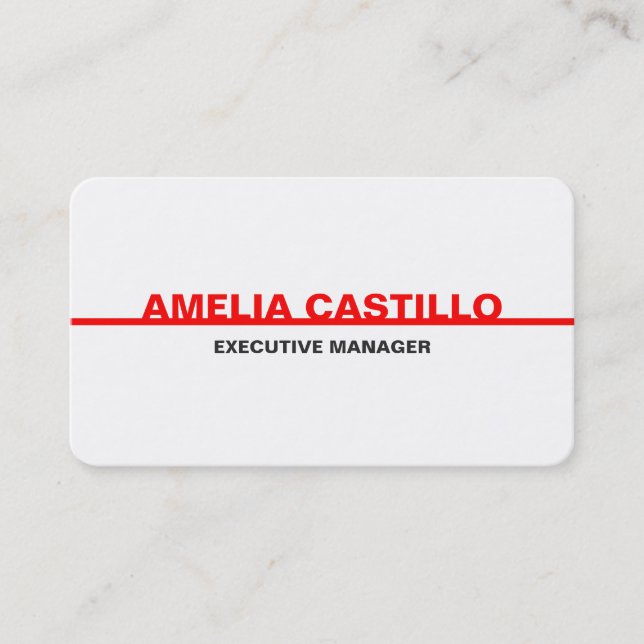 Tarjeta De Visita Moderno, elegante, sencillo, rojo negrita (Anverso)