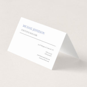 Tarjeta De Visita Moderno Elegante Simple Azul Blanco