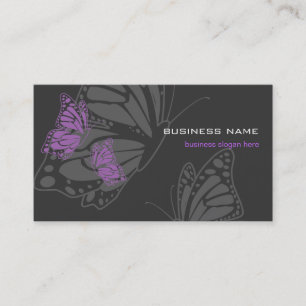 Tarjeta De Visita Moderno elegante violeta y oscuro de la mariposa