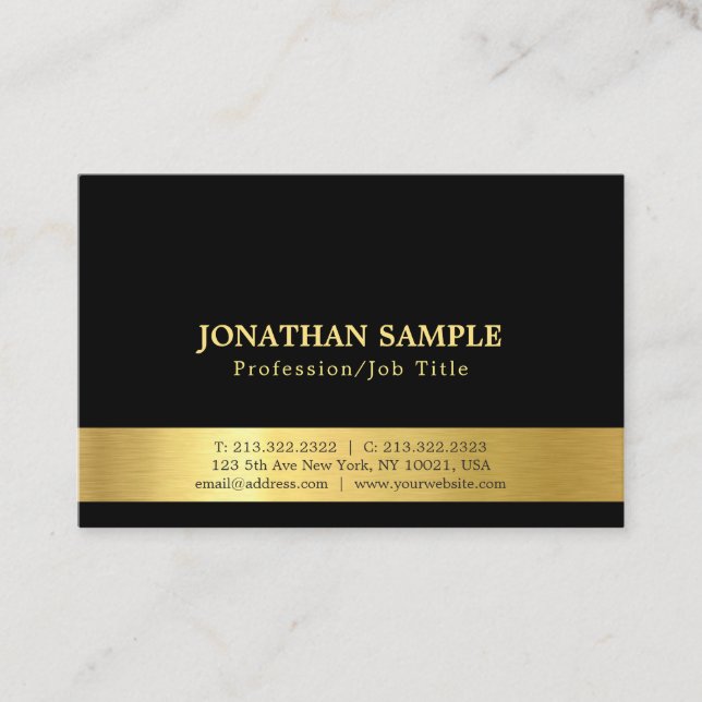 Tarjeta De Visita Moderno, Elegante Y Moderno Estilo Negro Y Oro (Anverso)