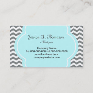 Tarjeta De Visita Moderno, elegante y moderno gris y blanco chevron