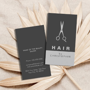 Tarjeta De Visita Moderno, Elegante Y Oscuro Estilo De Cabello Gris