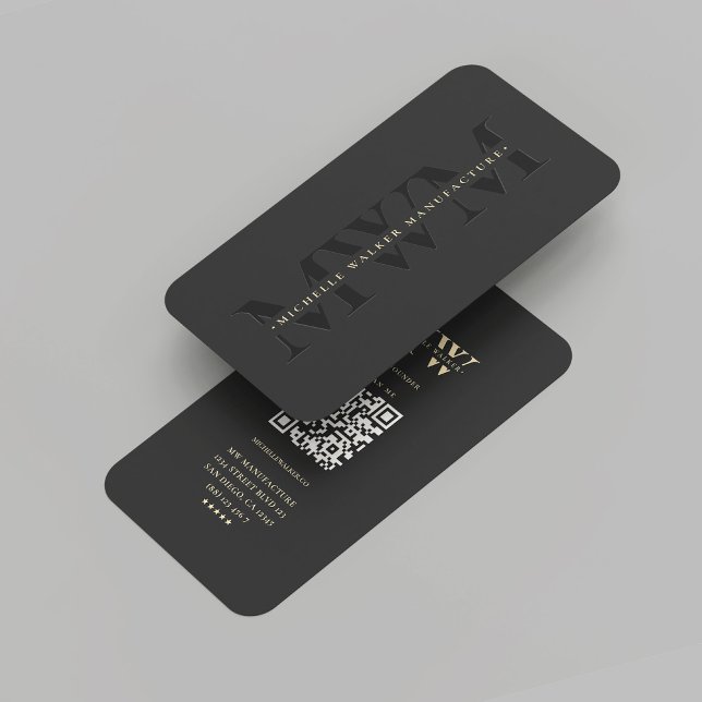 Tarjeta De Visita Moderno Empresa Monograma Profesional Negro (Modern Company Monogram Name Initials Professional Marketing Black Gold Business Card
)