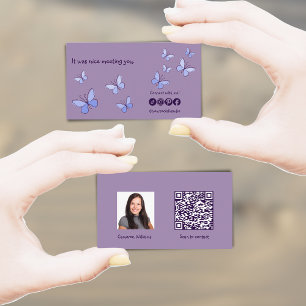 Tarjeta De Visita Moderno Encantado De Conocerte Purple Connect En S