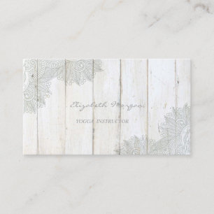 Tarjeta De Visita Moderno Encantador, Encaje, Textura de Madera