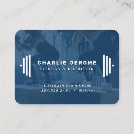 Tarjeta De Visita Moderno entrenador de fitness foto azul marino