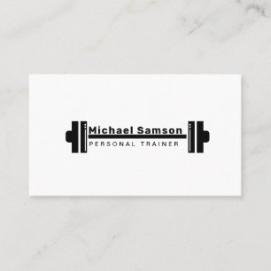 Tarjeta De Visita Moderno entrenador personal Black White Weights