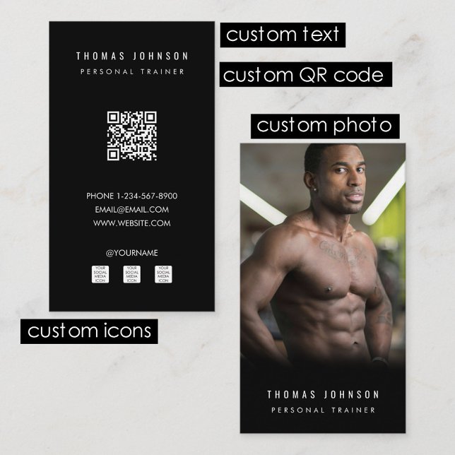 Tarjeta De Visita Moderno entrenador personal Fitness Atleta Foto (Modern Personal Trainer Fitness Athlete Photo Business Card)