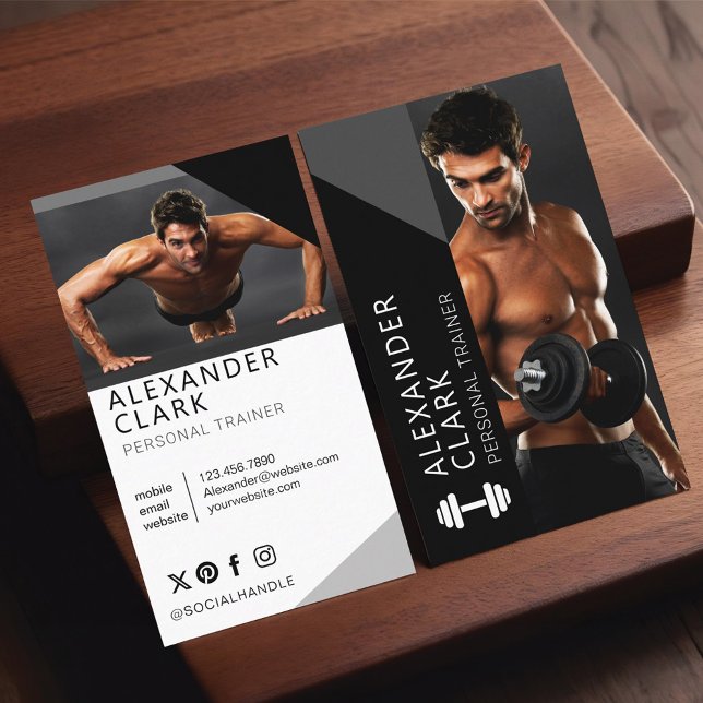 Tarjeta De Visita Moderno entrenador personal Fitness Photo Dumbbell (Modern Personal Trainer Fitness Photo Dumbbell Business Card)